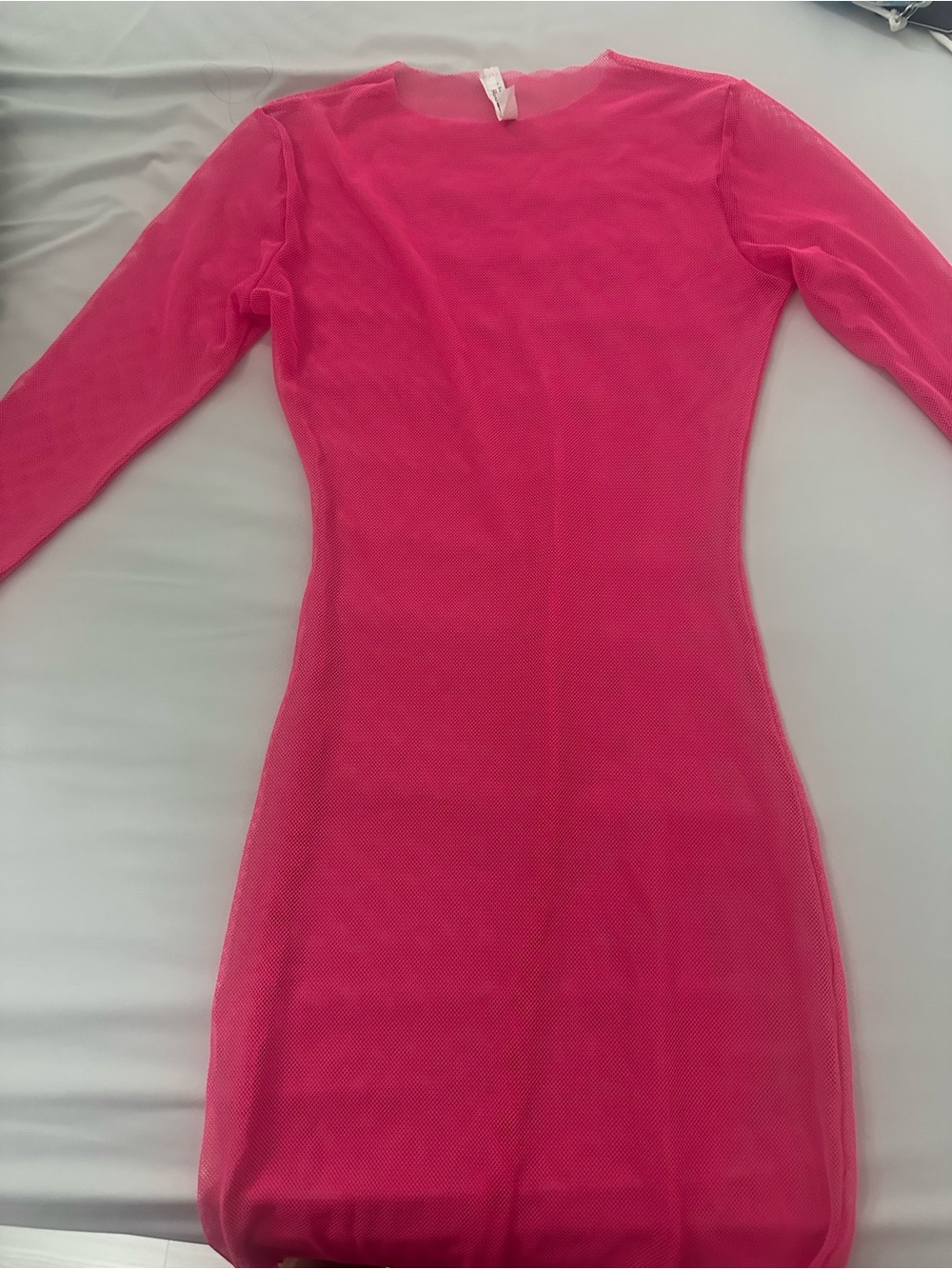Fashion Nova Hot Pink Sheer Mesh Dress